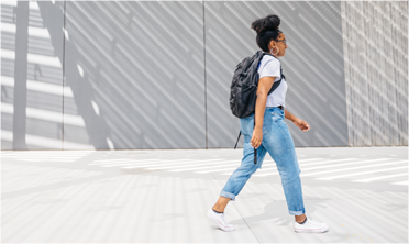 Woman walking briskly