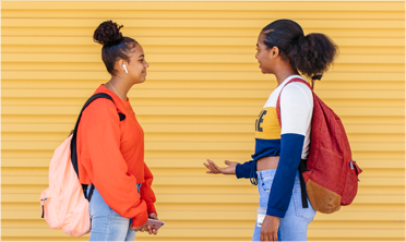 Two students conversing